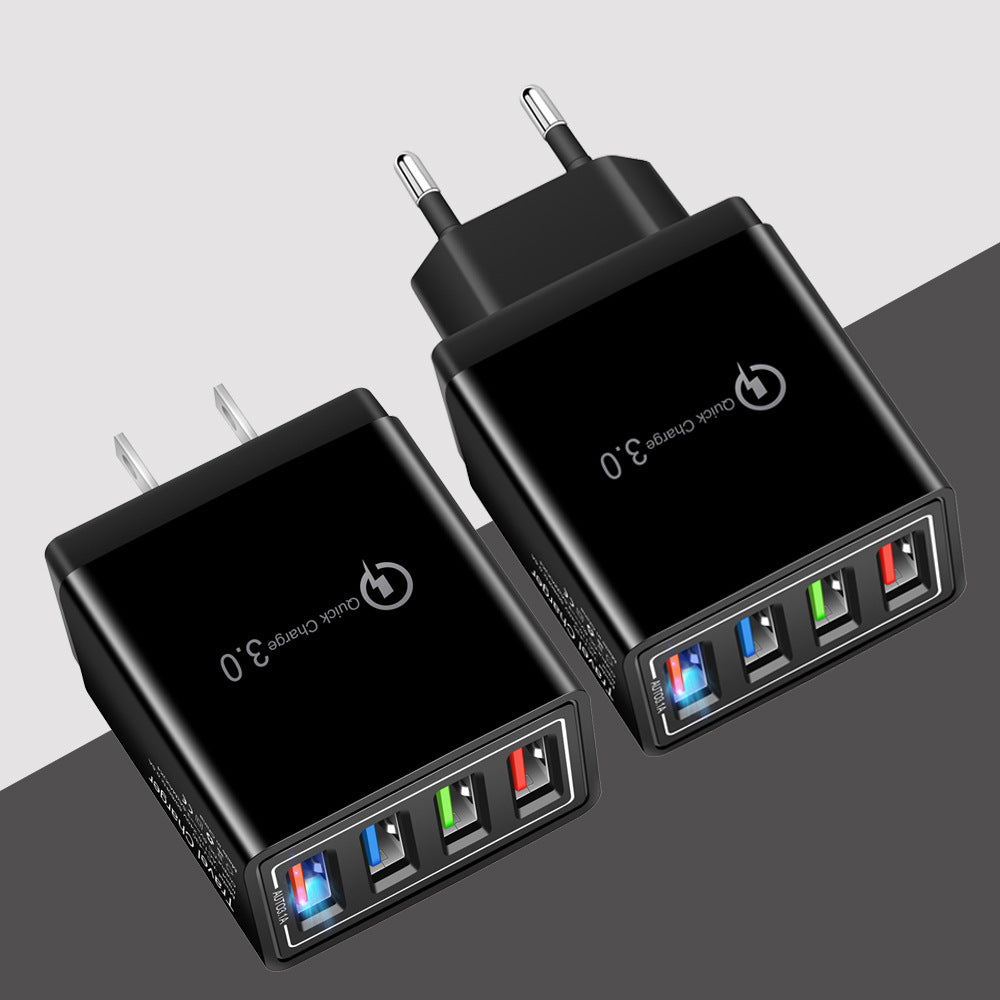 Quick Charge 3.0 USB Wall Charger – 4-Port Fast Charging Adapter for Mobile Phones & Tablets