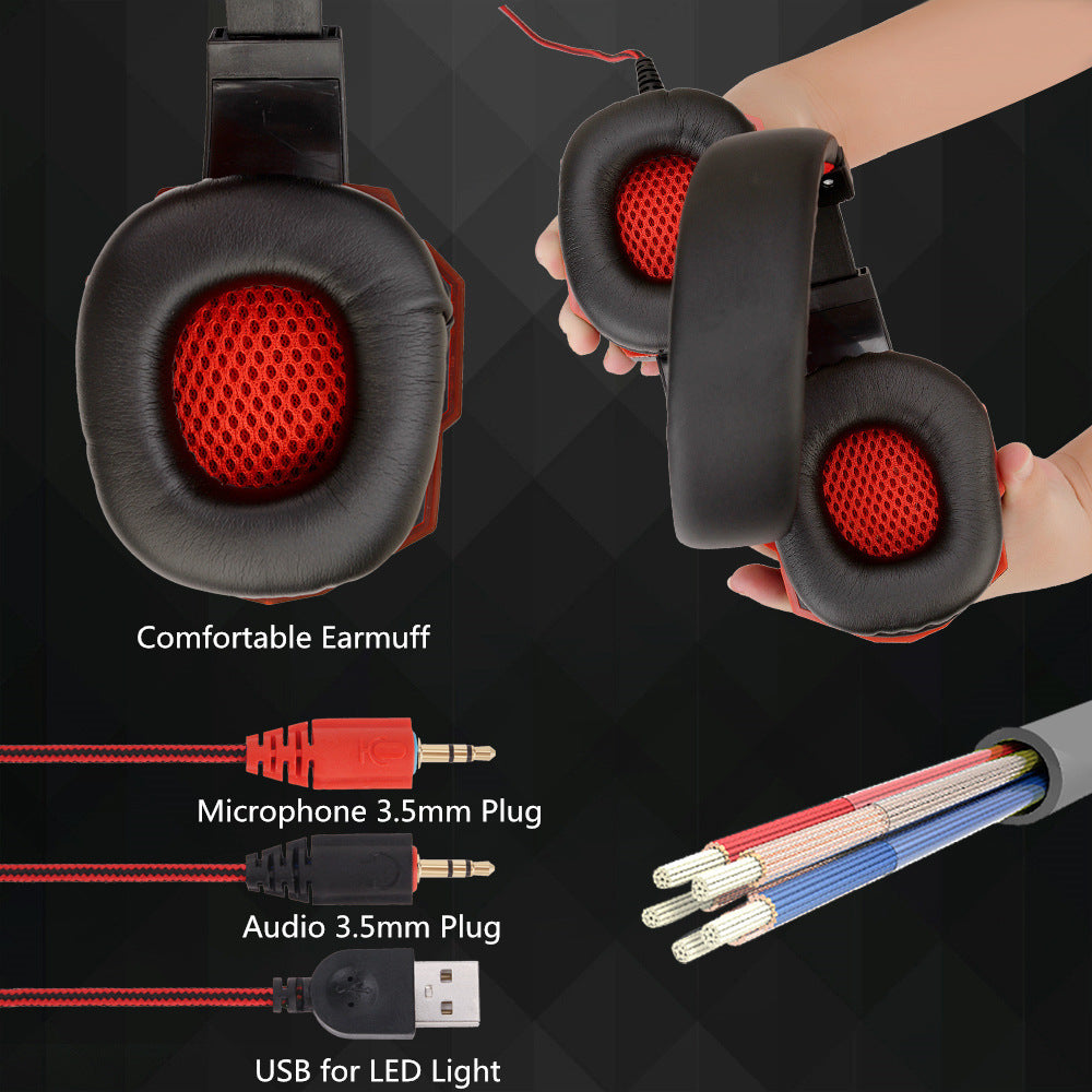 Wired Gaming Headset with Mic & RGB Light – 3.5mm + USB for PC, PS4, Laptop