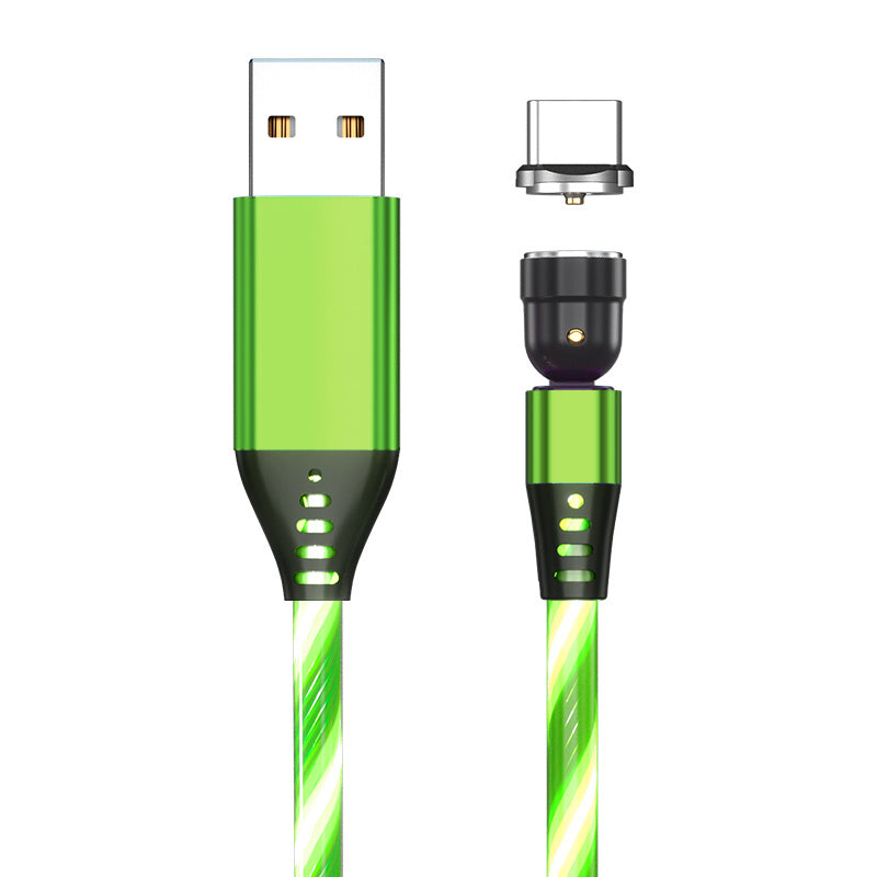 3A 540° Rotating Magnetic Charging Cable – LED Fast Charger for iPhone, Type-C & Micro USB Devices