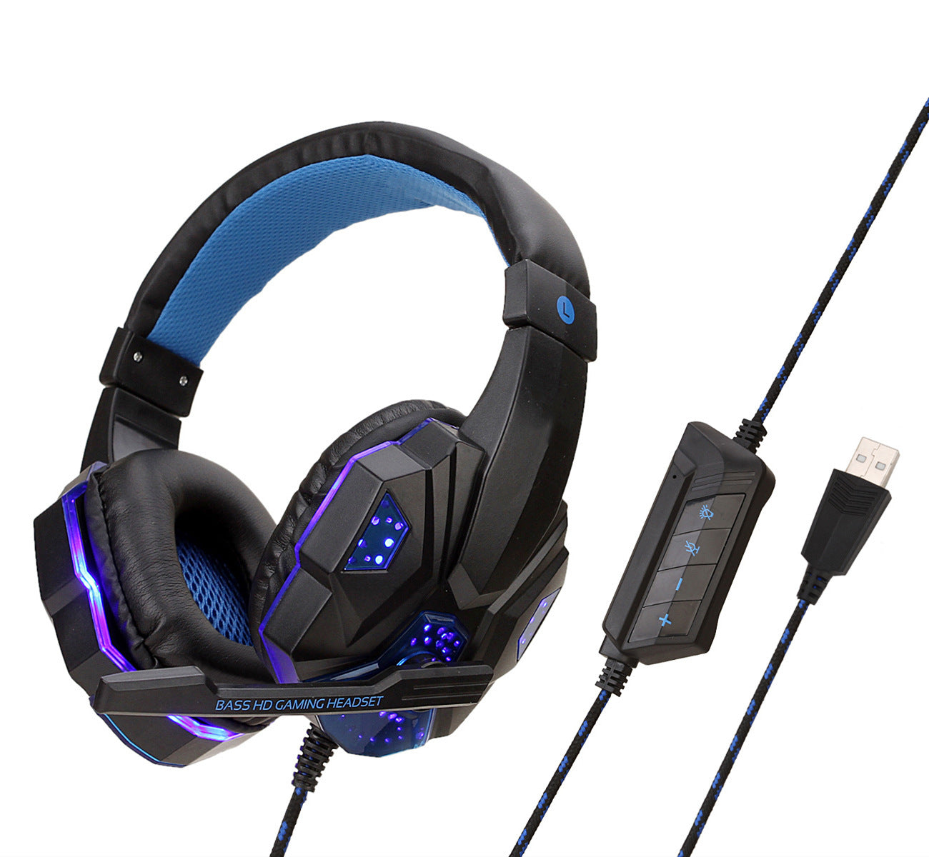 Wired Gaming Headset with Mic & RGB Light – 3.5mm + USB for PC, PS4, Laptop