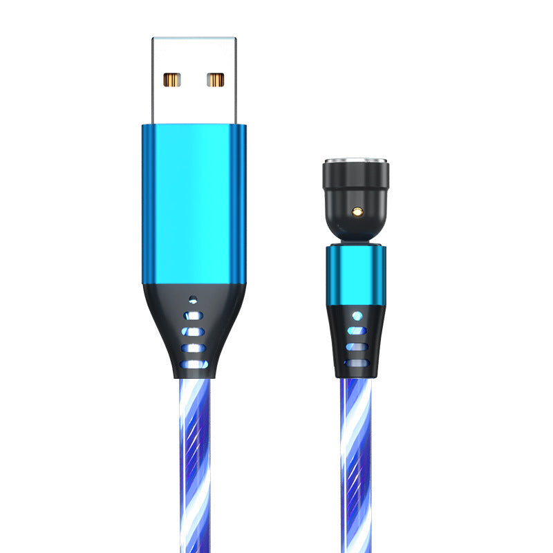 3A 540° Rotating Magnetic Charging Cable – LED Fast Charger for iPhone, Type-C & Micro USB Devices