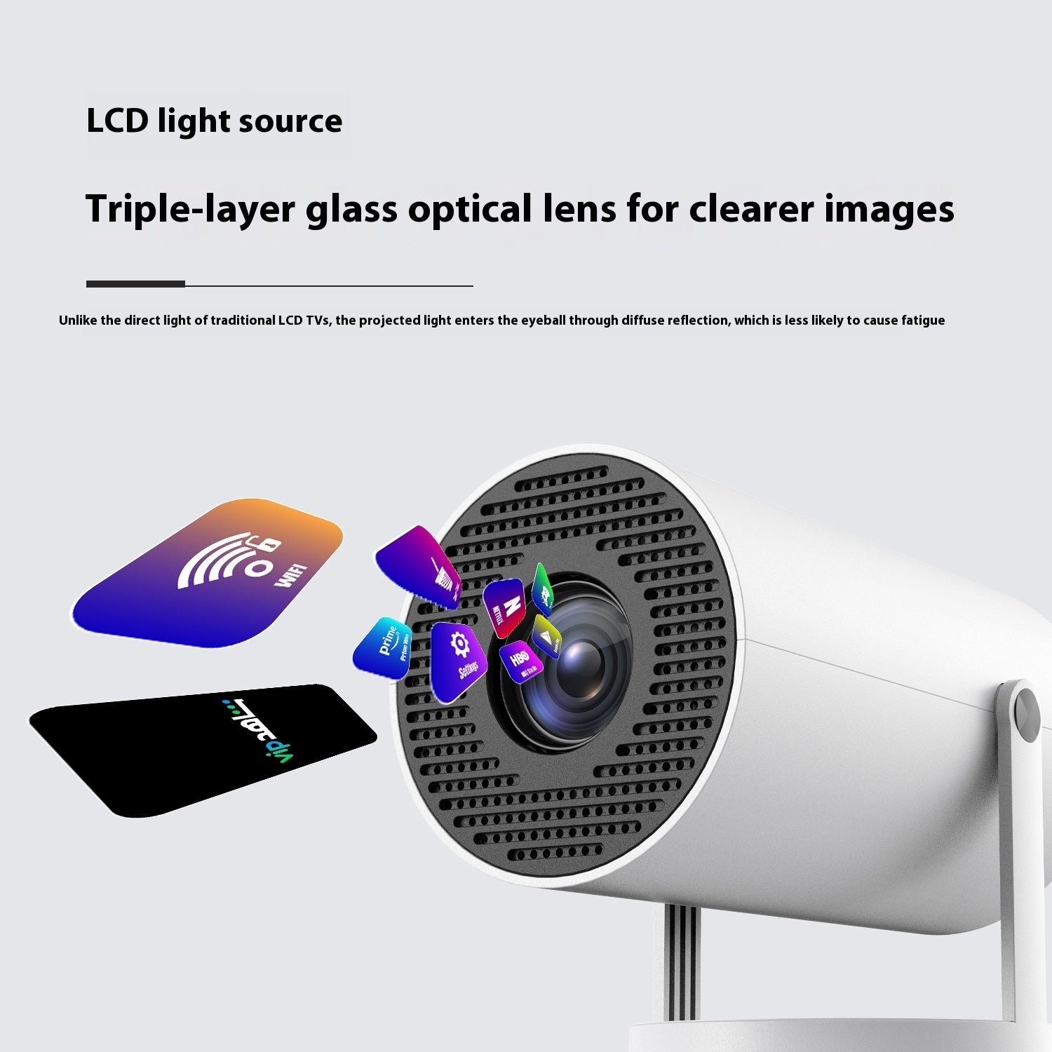 Portable Projector Small Straight Projector For Home Use 180 Degrees Projection Angle Automatic Focus