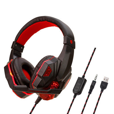 Wired Gaming Headset with Mic & RGB Light – 3.5mm + USB for PC, PS4, Laptop