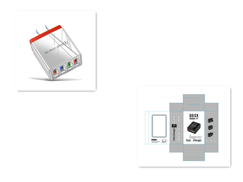 Quick Charge 3.0 USB Wall Charger – 4-Port Fast Charging Adapter for Mobile Phones & Tablets