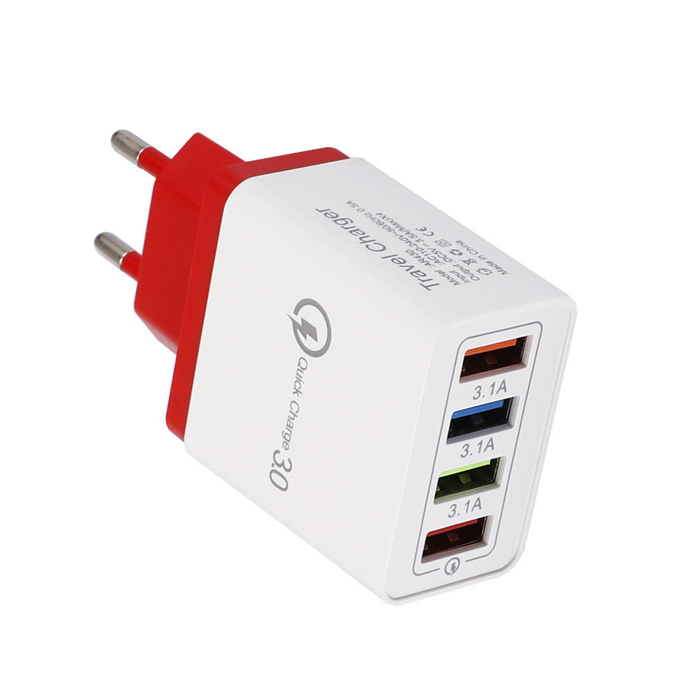 Quick Charge 3.0 USB Wall Charger – 4-Port Fast Charging Adapter for Mobile Phones & Tablets