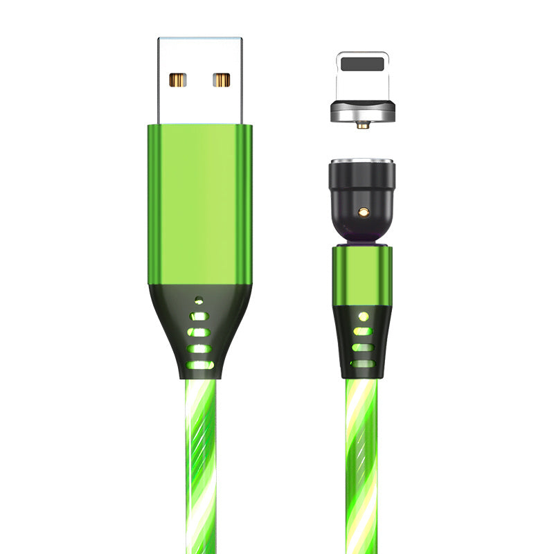 3A 540° Rotating Magnetic Charging Cable – LED Fast Charger for iPhone, Type-C & Micro USB Devices