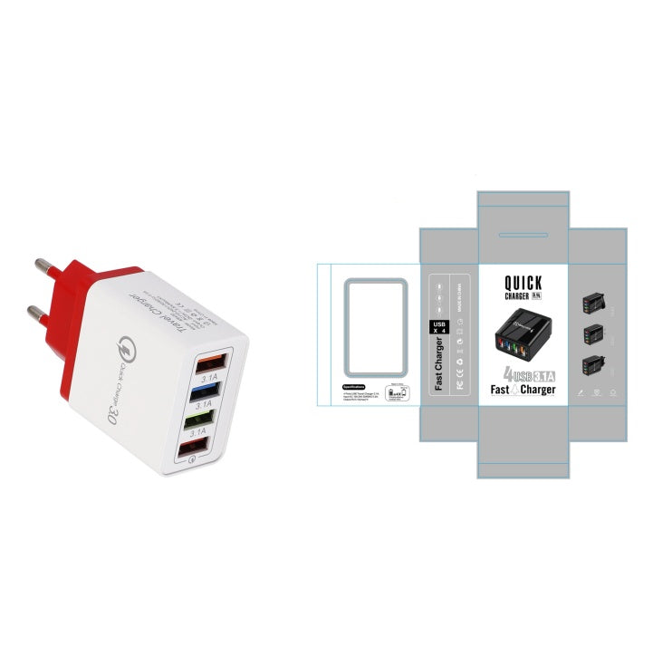 Quick Charge 3.0 USB Wall Charger – 4-Port Fast Charging Adapter for Mobile Phones & Tablets
