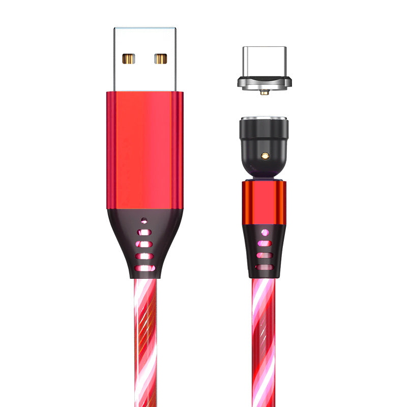 3A 540° Rotating Magnetic Charging Cable – LED Fast Charger for iPhone, Type-C & Micro USB Devices