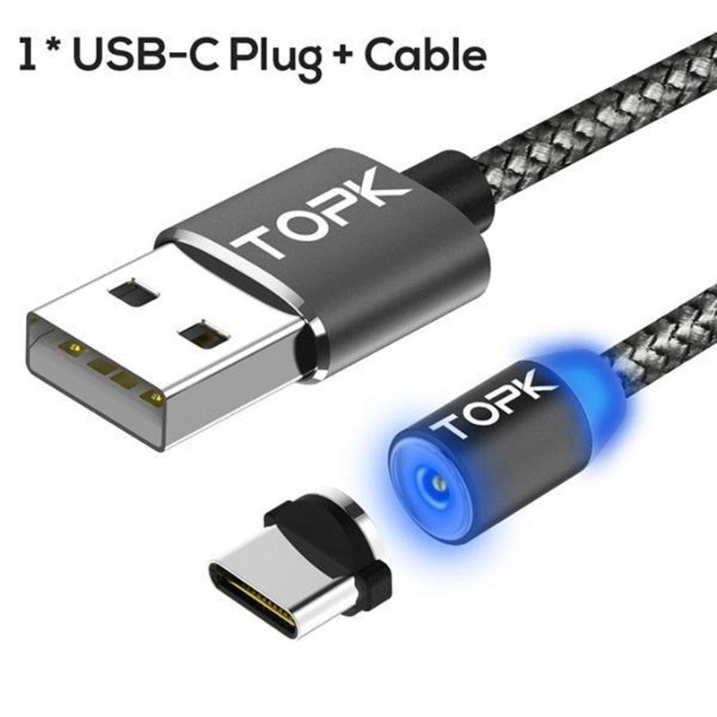 Magnetic Charging Cable – 3-in-1 Fast Data Cable Compatible with Apple, Type-C & Micro USB Devices