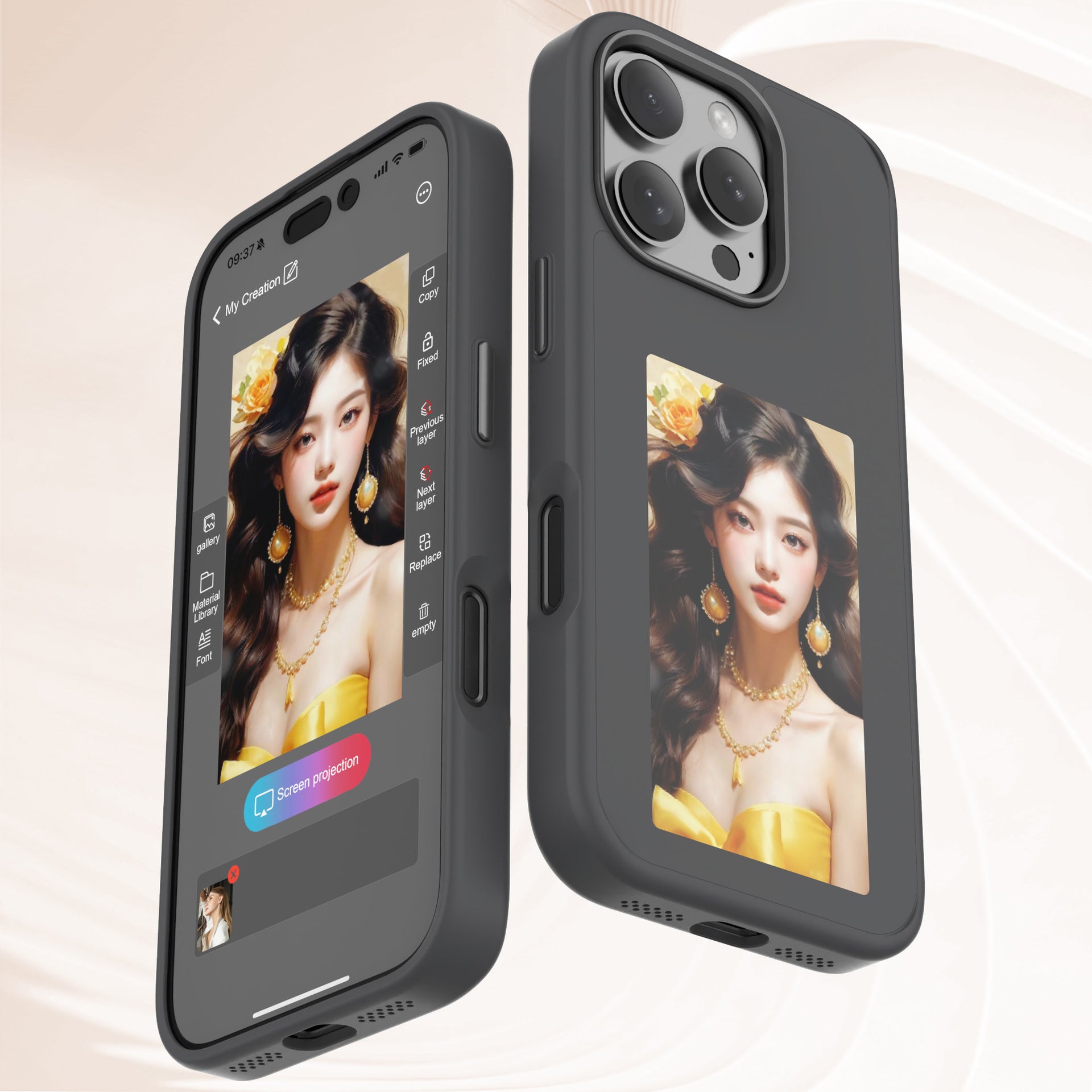Smart E-ink Screen Phone Case NFC Color Projection Screen