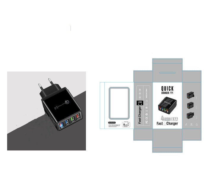 Quick Charge 3.0 USB Wall Charger – 4-Port Fast Charging Adapter for Mobile Phones & Tablets