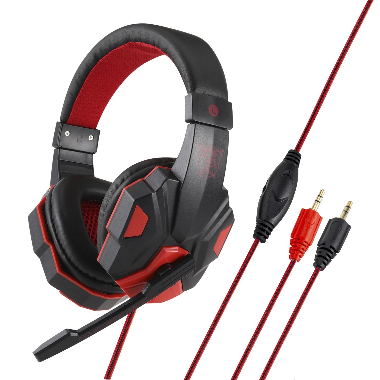 Wired Gaming Headset with Mic & RGB Light – 3.5mm + USB for PC, PS4, Laptop