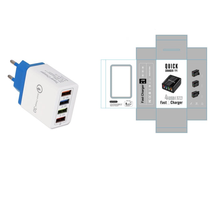 Quick Charge 3.0 USB Wall Charger – 4-Port Fast Charging Adapter for Mobile Phones & Tablets