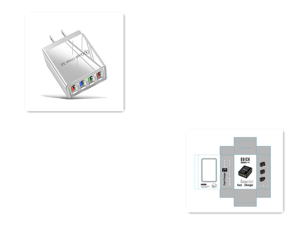 Quick Charge 3.0 USB Wall Charger – 4-Port Fast Charging Adapter for Mobile Phones & Tablets