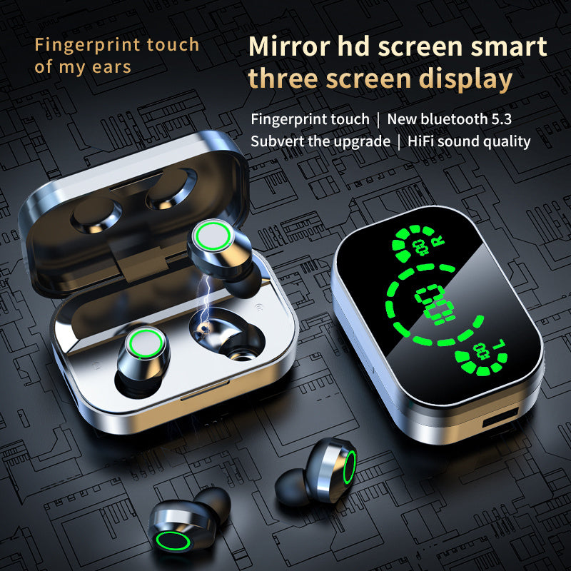 YD03 TWS Wireless Bluetooth Earbuds – In-Ear Headset with Smart Digital Display & Breathing Light