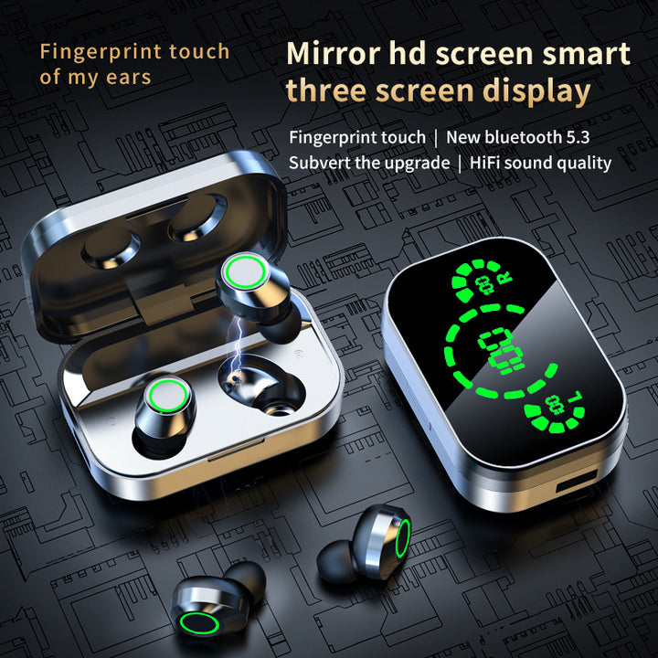 YD03 TWS Wireless Bluetooth Earbuds – In-Ear Headset with Smart Digital Display & Breathing Light
